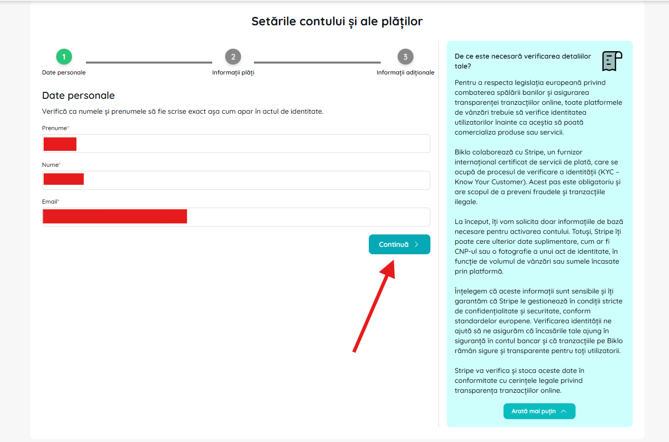 Saisie des données personnelles lors de la création d'un compte financier Biklo